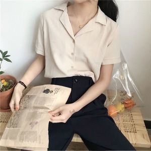 Cream clolor short sleeve blouse